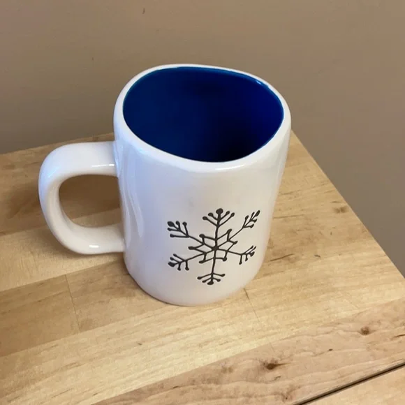 Rae Dunn White Christmas Snowflake Two Sided Holiday Mug Seasonal Decor - Picture 3 of 4